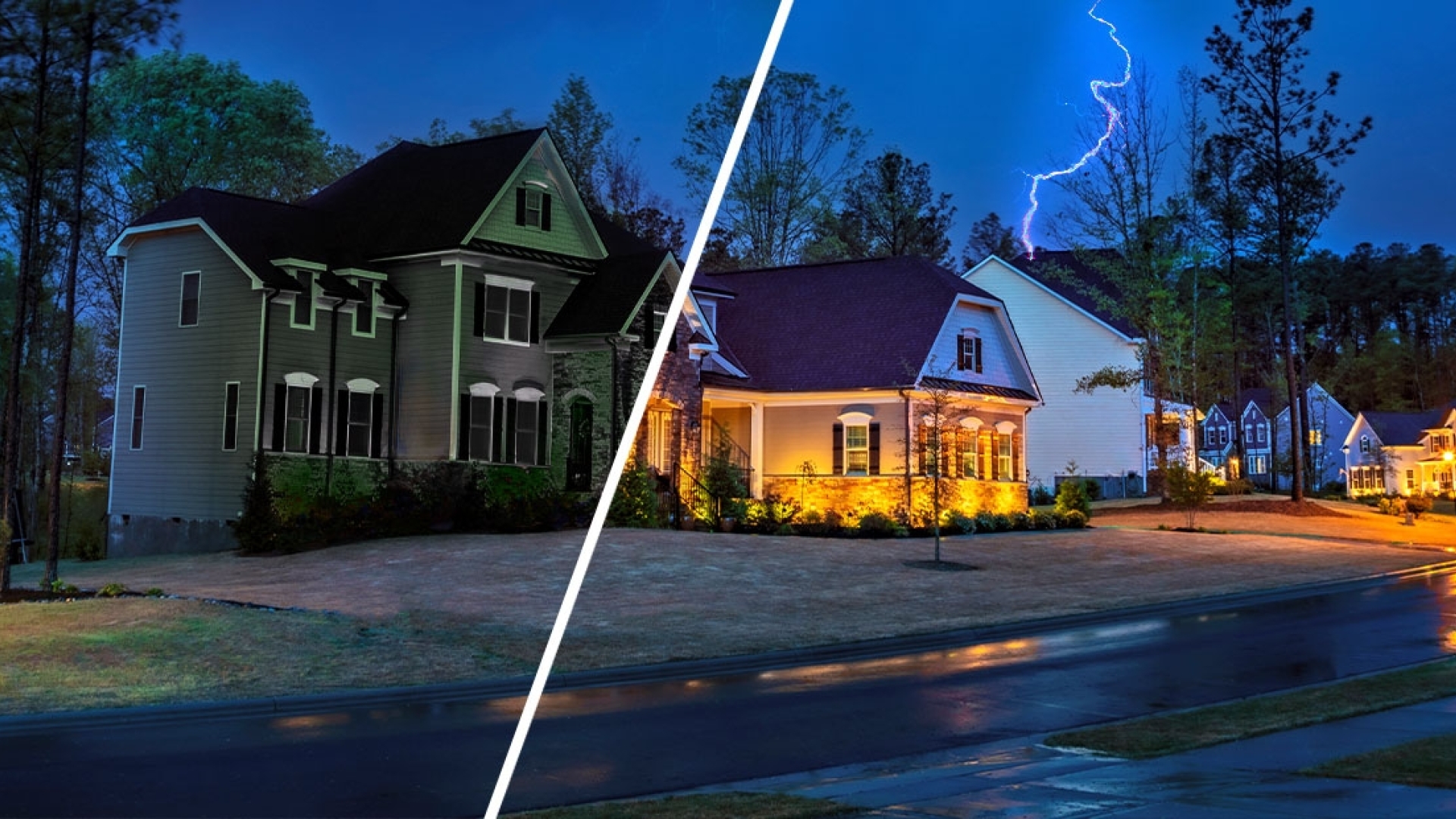 House with and without backup power